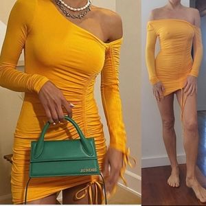 Camila Coehlo Lena canary yellow all season snuggle dress xs